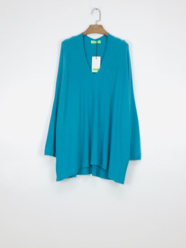 Oversized V-neck knit tunic - For Her Paris