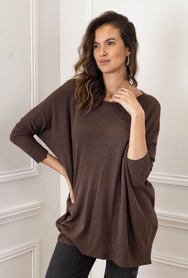Round-neck oversized knit top - For Her Paris