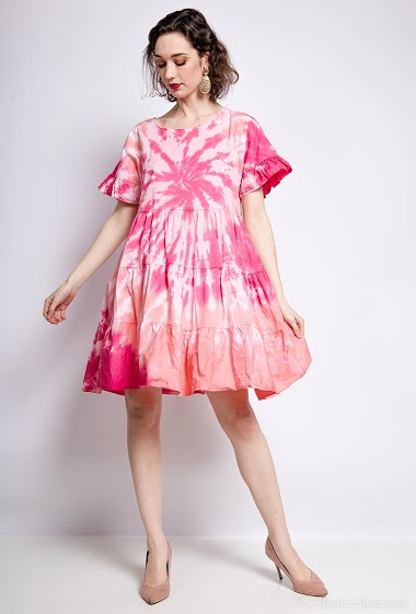 Tie and dye dress in cotton - For Her Paris