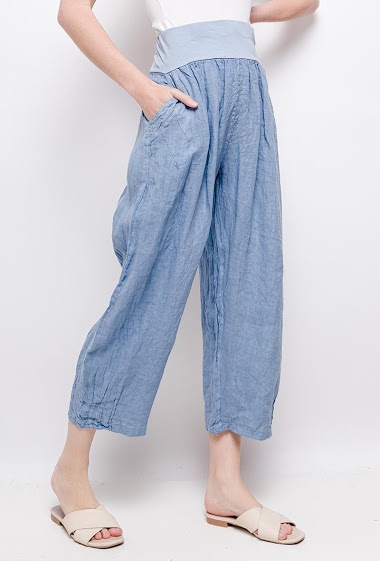 Trousers in 100% linen - For Her Paris
