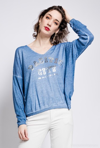 printed oversized top V City - For Her Paris