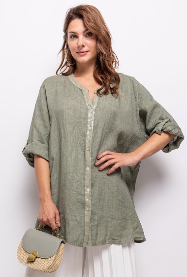 Big size blouse in 100% linen - For Her Paris