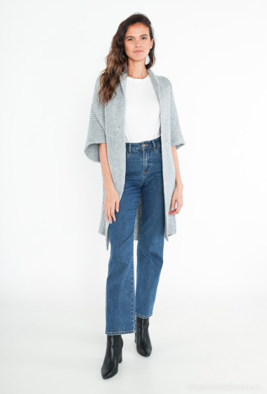 Long plain knit vest - For Her Paris
