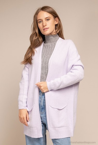 Oversized V-neck knit cardigan - For Her Paris