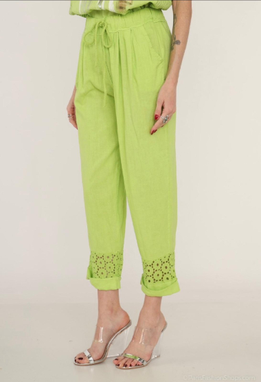 Guipure linen cropped trousers - For Her Paris