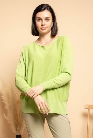 Oversized round neck top Fine knit - For Her Paris