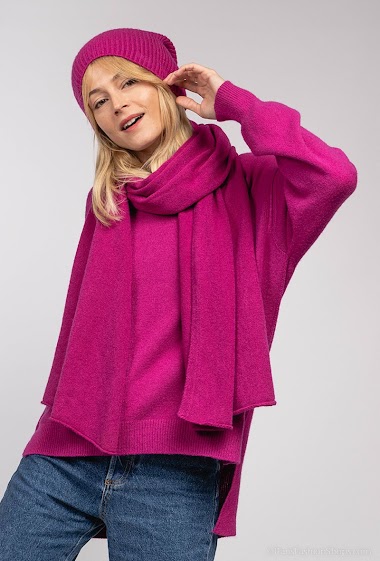 Plain oversized V-neck sweater - For Her Paris