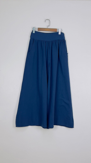 very wide pants in 100% cotton elasticated waist - For Her Paris