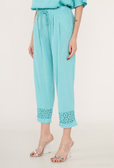 Guipure linen cropped trousers - For Her Paris