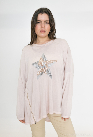 Top oversized star embroidered sequins - For Her Paris