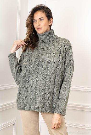 Plain oversized sweater in alpaca and wool - For Her Paris