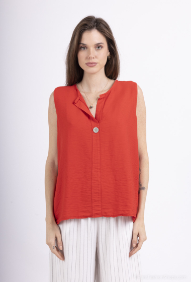 Plain viscose tank top with one button - For Her Paris