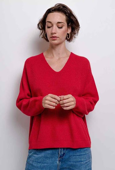 V-neck oversized knit top - For Her Paris