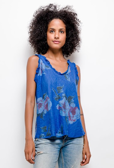 flower top in cotton and linen - For Her Paris