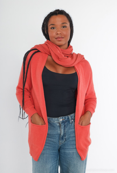 Oversized V-neck knit cardigan - For Her Paris
