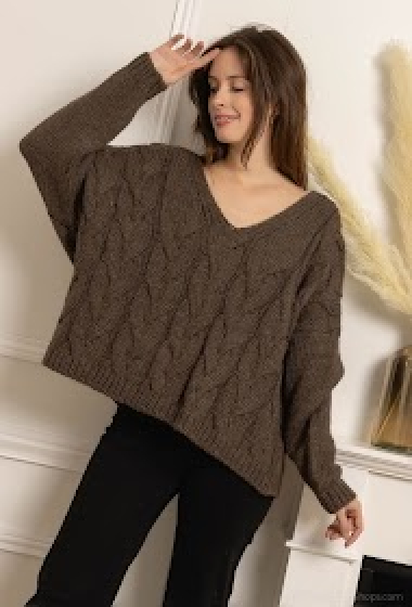 Plain oversized sweater in alpaca and wool - For Her Paris