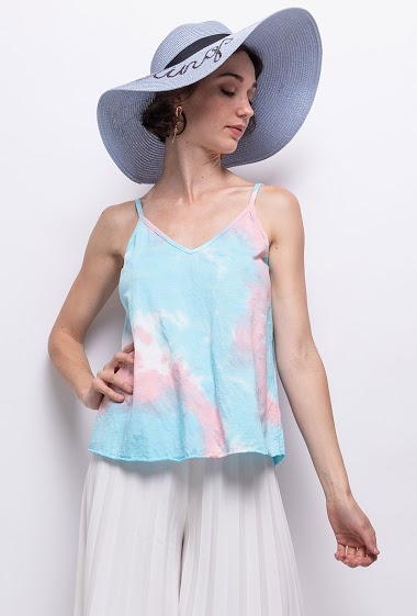 Tie and dye top in cotton with thin braces - For Her Paris
