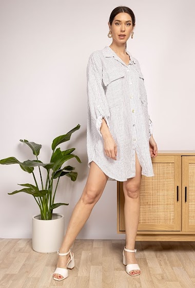 Striped shirt in linen and cotton - For Her Paris