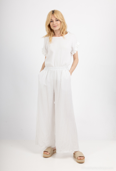 wide viscose striped pants - For Her Paris