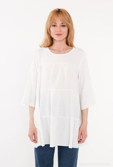 Plain linen and cotton tunic - For Her Paris