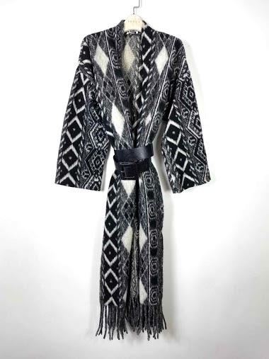 Veste longue jacquard ,style kimono null | PARIS FASHION SHOPS